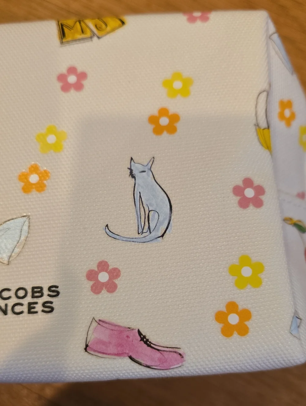 Marc Jacobs Cream Floral & Icon Printed Cosmetic Pouch